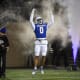 SDSU's linebacker Dalton Mcgaughy (0) jumps before the FCS semifinals on Friday, Dec. 15, 2023 at Dana J. Dykhouse in Brookings.